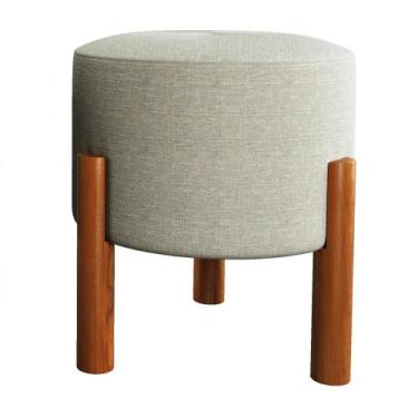 Imagem de Banqueta Puff Multiuso Redondo pés em madeira Banquinho decorativo - M