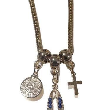 Imagem de Esta pulseira apresenta um pingente e exala uma aura nobre e elegante(Aparecida stras azul Pai Nosso)