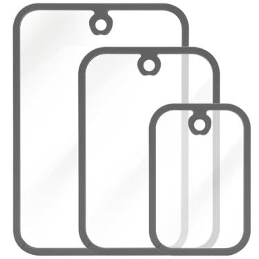 Imagem de Tábuas de corte de vidro temperado para balcão de cozinha, 3 peças de tábua de corte transparente para bancada com orifício para pendurar, resistente ao calor, não tóxica, segura para lava-louças