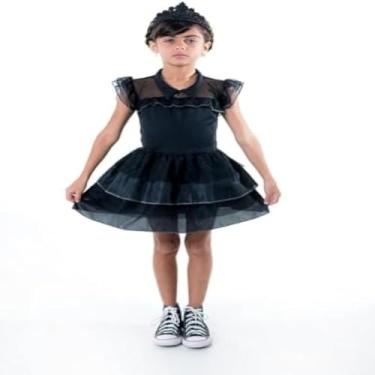 Imagem de Vestido infantil de bruxa princesa, preto e roxo, fantasia divertida, P, encantador