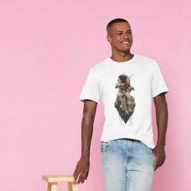 Imagem de Camiseta Poliester Estampa Surrealista Astronauta C Violino - ocamelo,