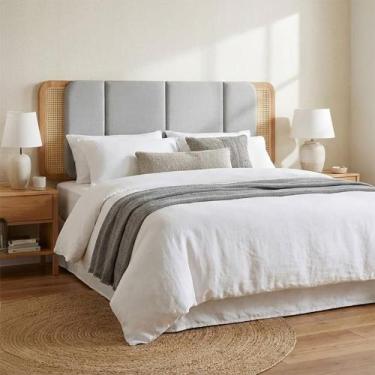 Imagem de Cabeceira Estofada King 2,28m com Tela Natural Detalhe em Palha Dalla 