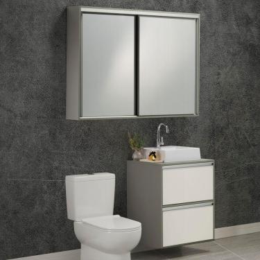 Imagem de Conjunto Gabinete E Espelheira Plena Versati 70 Cm - Verde/Branco