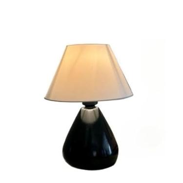 Imagem de Abajur Luminaria de Ceramica Porcelana Bivolt Cupula Gota para Decoração Quarto Escritorio Decoração(Preto Brilhante)
