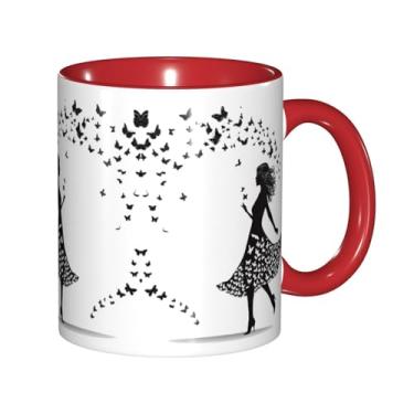 Imagem de Zeraoke Caneca de café criativa com estampa de borboletas de dança, personalizada, presente para a família, tamanho de 325 ml, unissex