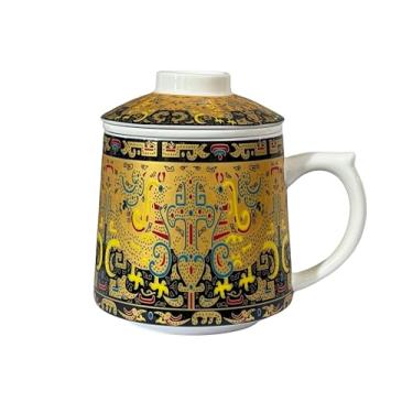 Imagem de HAFTOLYR Xícaras de chá de cerâmica, canecas de infusor de chá, xícara de chá com infusor e tampa, brilhante e colorida para fazer chá, café e outras bebidas, com uma capacidade de cerca de 400 ml