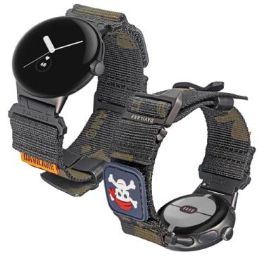 Imagem de DAVILANE Pulseira de relógio de nylon tática militar para Google Pixel Watch – Pulseira de troca rápida com adesivos intercambiáveis e gancho G para Pixel/Pixel 2 / Pixel 3 de 41 mm / Pixel 3 de 45 mm