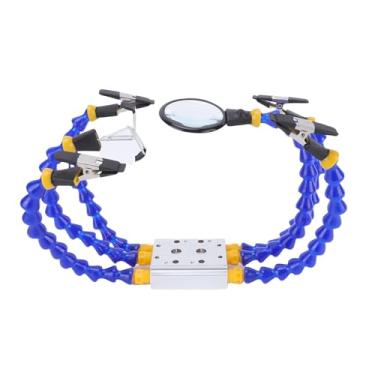Imagem de Hyuduo Estação de Solda Helping Hands Com Lupa, Base de Liga de Alumínio Resistente para Reparo Eletrônico, Braços Ajustáveis ​​de 360° e Ampliação de 4-5X para Tarefas de Soldagem Precisas