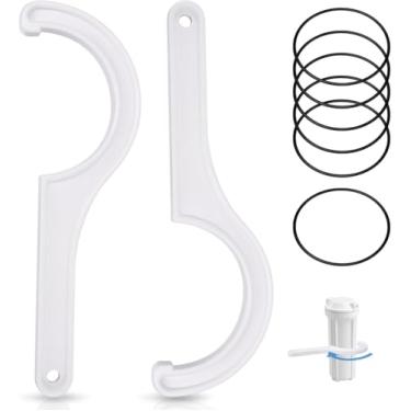 Imagem de 2 chaves de filtro de água com 6 anéis de vedação para chave de filtro APEC Half 180°, serve na maioria das caixas de filtro de 25,4 cm x 6,3 cm, para sistemas RO ou sistemas de filtro de água embaixo