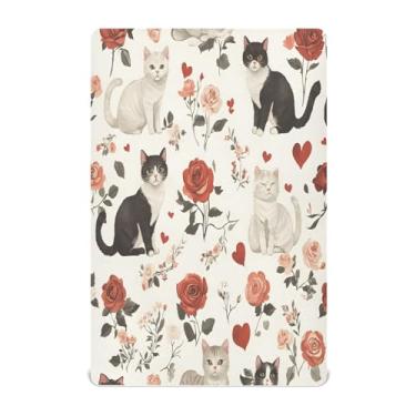 Imagem de STAYTOP Lençóis de berço de gato fofo para meninos e meninas, lençol com elástico para berço padrão e colchão infantil, lençol de microfibra supermacia 99 × 69 × 5 cm