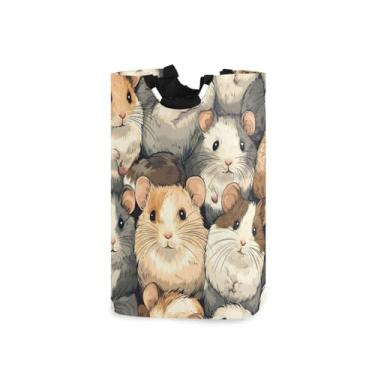 Imagem de CEBUGI Cesto de lavanderia hamster com alças cesto de roupa suja dobrável para roupas, quarto, banheiro, dormitório