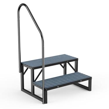 Imagem de Degraus de spa RV Steps com corrimão - degraus de banheira de hidromassagem de 2 degraus degraus escada de casa móvel para trailer de 5ª roda, trailer, banheira de hidromassagem, piscina, varanda com