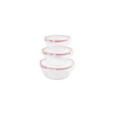 Imagem de Conjunto 3 Potes Herméticos Multiuso com Tampa, Transparente, Plástico, 400ml/900ml/2000ml, Empilhável, Livre de BPA