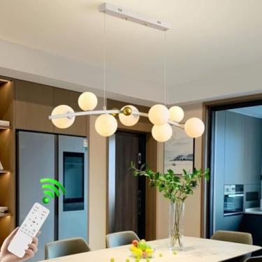 Imagem de Lustre vintage Sputnik com LED, luminária pendente decorativa de meados do século XX para sala de jantar, decoração criativa com bolas, dimerizável, iluminação para ilha de cozinha, sala de