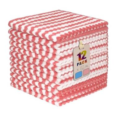 Imagem de AIWIWH Toalhas de prato, panos de limpeza de microfibra de veludo coral, super absorventes e de secagem rápida, panos de prato reutilizáveis sem fiapos para cozinha, lavar pratos (12, rosa grande)