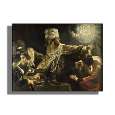 Imagem de OKRA Rembrandt Canvas Wall Art - Belshazzars feast Home Decor - Período Renascentista - Adequado para estúdios de arte, banheiros e academias. Sem moldura. 12 x 16 pol/30 x 40 cm