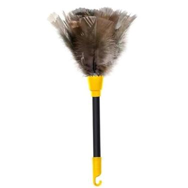 Imagem de Kit 2 Limpador Poeira Espanador Penas Peru Natural 32cm - Macias Eficaz Sem Arranhar, Ecológico Madeira Leve Cozinha Escritório