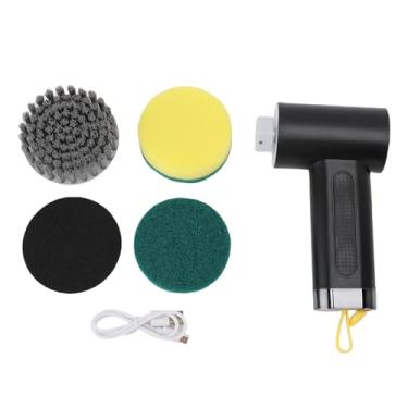 Imagem de Escova de limpeza rotativa elétrica Poderosa purificadora de chuveiro sem fio com 3 cabeças substituíveis para banheiro, cozinha, piso de janela, leve, à prova d'água, material (Preta)