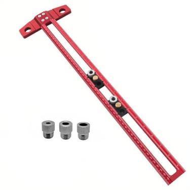 Imagem de Canivete de marcar para marcenaria 2 em 1 Régua posicionamento perfuração multifuncional Ferramenta marcação forma T lig