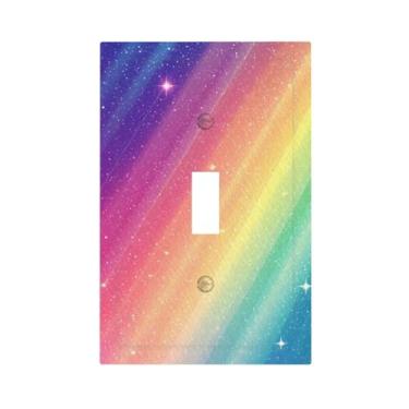 Imagem de WUYOCHA Placa decorativa para interruptor de luz, multicolorido, arco-íris, colorido, 1 gangue, placas de parede para tomadas elétricas, capas de placa frontal para quarto, cozinha, decoração de casa
