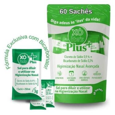 Imagem de Sal Lavagem Nasal Bicarbonato Sódio Xô Ites 60 Sachês 3g Verde - Xo It