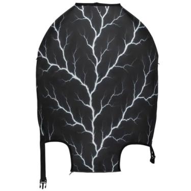 Imagem de Joisal Protetor de bagagem preto relâmpago ramificado branco capas de mala acessórios de viagem anti-arranhões manga floral, Branching Branching Lightning Black, L, Fits 26-28 Inch Case, Capa de mala