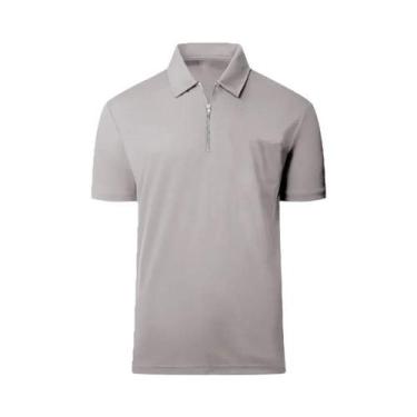 Imagem de Camisa Polo Masculina Leve De Manga Curta Com Zíper De Um Quarto, Casu
