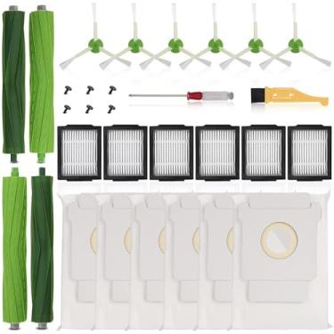 Imagem de JUMBO FILTER Peças de reposição compatíveis com iRobot Roomba I, E & J Series i7 i7+ j7 j7+ i3 i3+ i4 i4+ i6 i6+ i8 i8+/Plus, 2 conjuntos de escovas de borracha, 6 filtros HEPA, 6 escovas laterais, 6 sacos de vácuo
