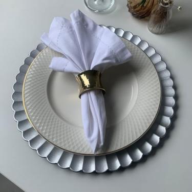 Imagem de 10 Sousplat Redondo Alto Padrão Lux Plastico Rigid Nz Ono Vr (PRATA Cinza - Kit Mesa Posta Suplat Chic)