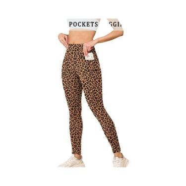 Imagem de Leggings Esportivas Femininas De Cintura Alta Super Macias Com Bolsos 