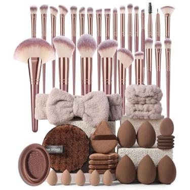 Imagem de Kit de pincéis de maquiagem, 51 peças, conjunto de ferramentas de maquiagem multifuncional com pincel de base de maquiagem, conjunto de pincéis de maquiagem (conjunto de 51 peças)