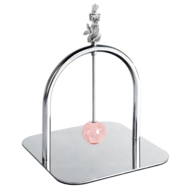 Imagem de Homestia Porta-guardanapos para mesa, dispensador de guardanapo plano quadrado de aço inoxidável com braço ponderado Mermaind e quartzo rosa, suporte de guardanapo de coquetel moderno para casa