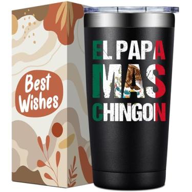 Imagem de Loecuxe Regalo Para Papá - Regalo Para Papa Dia del Padre - Presentes de papai mexicano para o Natal, Dia dos Pais - Copo El Papa Mas Chingon Tumbler Cup 590 ml
