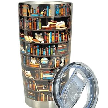 Imagem de Caneca de pilha de livros de vitral – Copo de cristal colorido feito à mão, presente exclusivo para entusiastas de livros com caixa de presente de luxo e cartão de felicitações (chique)