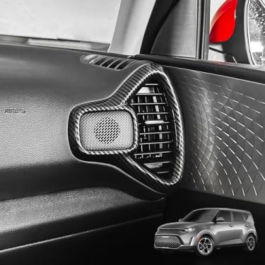 Imagem de JUIVEEL Tampa de saída de saída de ar de ambos os lados, fonte do painel lado esquerdo direito capa de moldura de saída de ar CA compatível com acessórios Kia Soul 2020-2025 (estilo fibra de carbono)