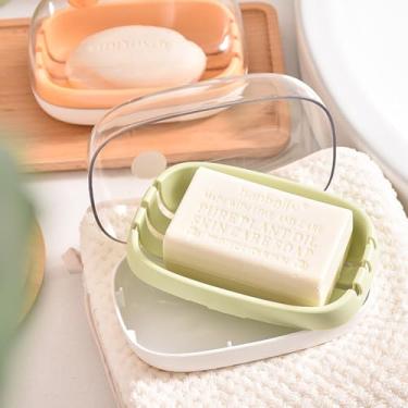 Imagem de Suporte de sabão em barra, 1 pacote para chuveiro, estojo de sabão de viagem com tampa para academia, itens de higiene pessoal de tamanho de viagem