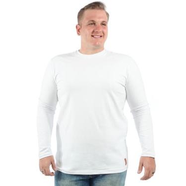 Imagem de Blusa Plus Size Masculina Lisa Elastano Manga Longa Branca - ANISTIA, 