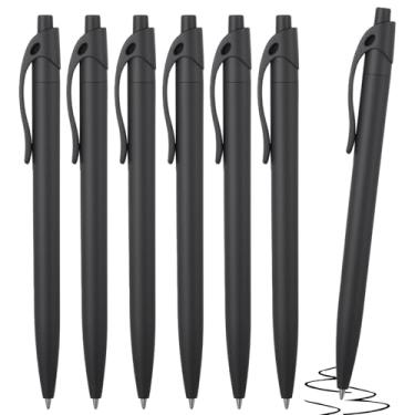Imagem de KFHENSOMR Canetas esferográficas, canetas esferográficas retráteis por atacado, caneta de ponta média, tinta lisa, pacote com 12 canetas pretas, sem vazamento, 1,0 mm