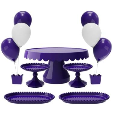 Imagem de Kit com 1 Boleira Plus, 2 Mini Boleira Pérola, 2 Bandeja Pérola e 2 Suporte p/Balões c/ 3 Hastes(RX - ROXO)