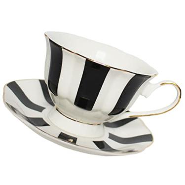 Imagem de Conjunto de talheres de viagem 1 conjunto de xícaras de café com pires Kit de cerâmica britânica Xícara de café expresso Conjunto de caneca de chá de porcelana para bebidas de café Leite Latte Cappucc