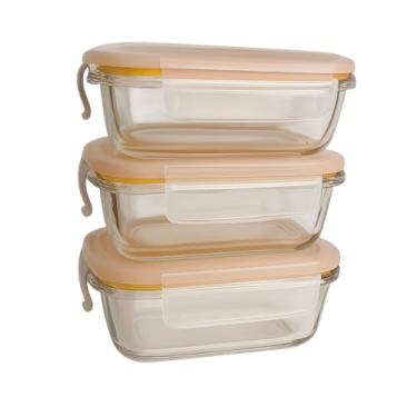 Imagem de Kit Com 3 Mini Potes de Vidro Hermético Retangular com Tampa, 185ml com 4 Travas, Organizador Porta Frios, Frutas, Doces.