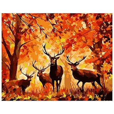 Imagem de Kit de Pintura por Número em Tela para a Óleo DIY Padrão Papai Noel e Elmo Adultos Iniciantes Artesanato Decoração Parede Casa Presente