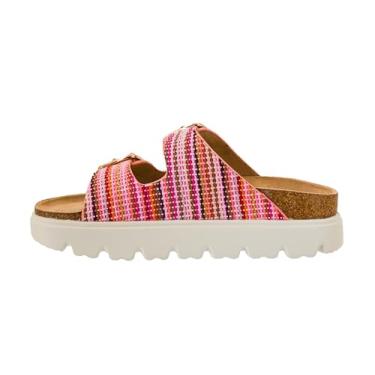 Imagem de Corkys Footwear Sandália Hey Girl feminina plataforma Rumor Has It de 2,5 cm, com duas fivelas ajustáveis, palmilha macia e uma sola saliente, perfeita para o verão, Rosa Multi 2, 40
