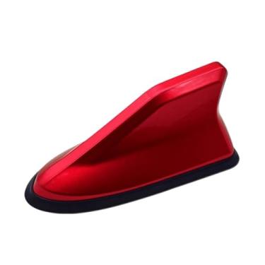 Imagem de Antena aérea de barbatana de tubarão para montagem no teto do carro, rádio automático, amplificador de sinal de antena AM FM (vermelho)