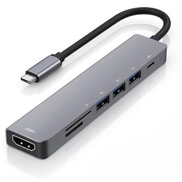 Imagem de Hub USB C 7 em 1 Adaptador Premium com HDMI 4K 60Hz USB 30 Leitor SD Micro SD Carregamento Rapido e Fonte Tipo C
