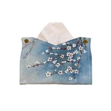 Imagem de Suporte para caixa de lenços de papel, pintura a óleo, capa de caixa de lenços de couro PU, dispensador de lenços faciais, suporte para sala de estar, mesa, decorativo, capa de caixa de lenços faciais