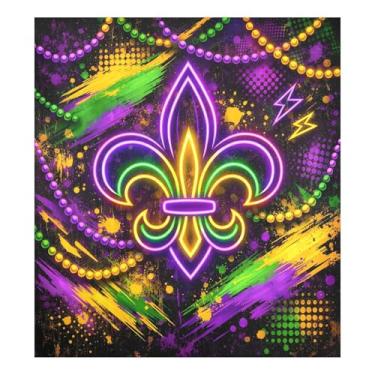 Imagem de Blueangle Capa magnética de neon para lava-louças Mardi Gras, decoração da capa da máquina de lavar louça, adesivos de eletrodomésticos, adesivos de eletrodomésticos, 58 cm C x 66 cm adesivo magnético