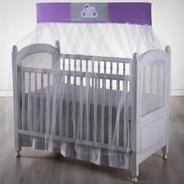 Imagem de Mosquiteiro para Berço Americano com Bando em Tule, Rede de Proteção para Bebê (LUA LILAS)