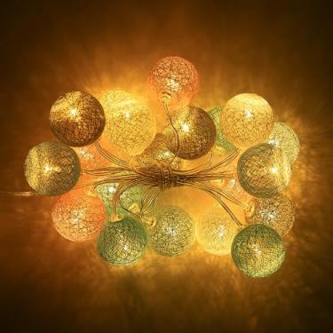 Imagem de 1 peça de 2,2 metros bola de algodão led cordão de luzes alimentadas por USB colorido decoração festival casamento aniversário dia dos namorados decoração iluminação ambiente, lâmpada 20, estilo G