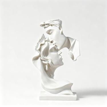 Imagem de Estátua romântica de beijo de casal – Estátuas artesanais de arte abstrata para namorada/esposa, dia dos namorados e casamento, decoração de casa fácil de exibir para sala de estar